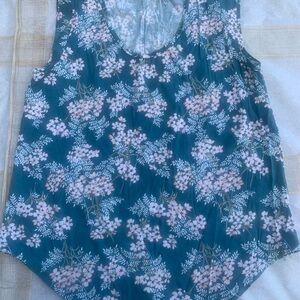 LOFT Teal and Pink Floral Tank Top